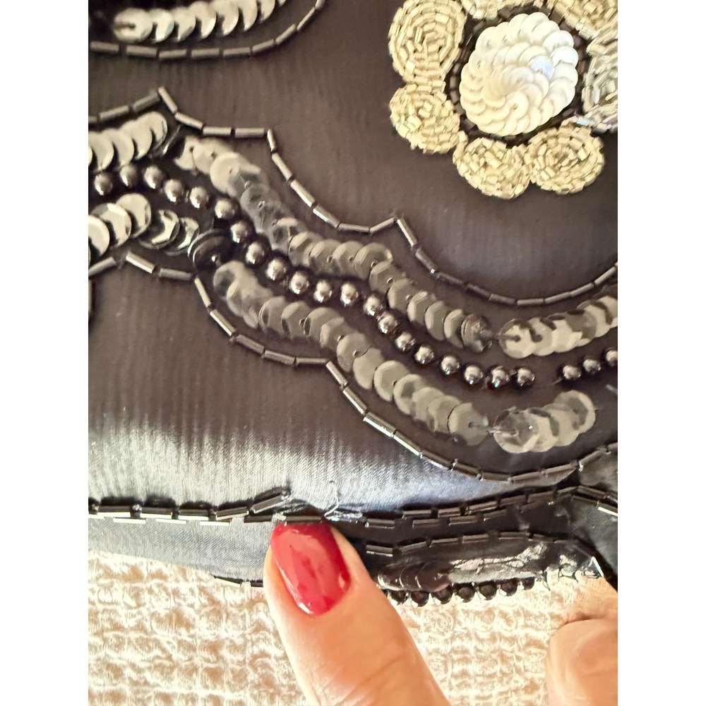 Vintage Niteline Black Silk Sequin Bolero Evening Holiday Jacket - Picture 7 of 10